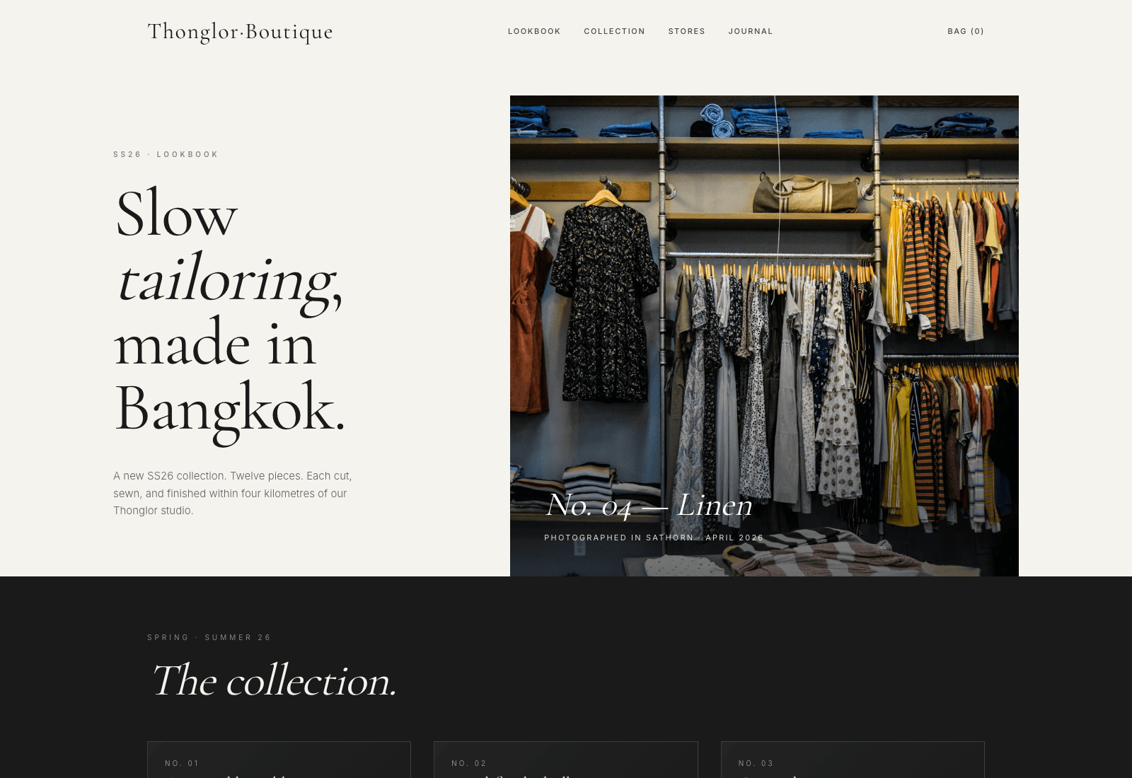 Thonglor Boutique website mockup
